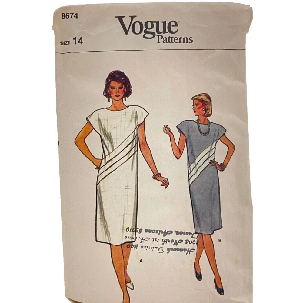 #8674 Vogue Misses Dress Sewing Pattern Size 14